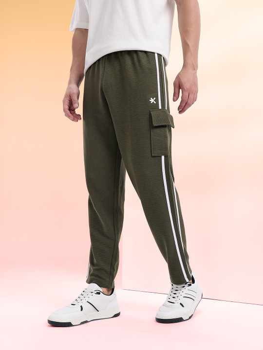 HRX by Hrithik Roshan Men Side Striped Mid-Rise Lifestyle Cargos