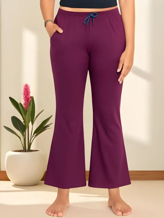 Kryptic Women Pure Cotton Bootcut Flared Lounge Pants