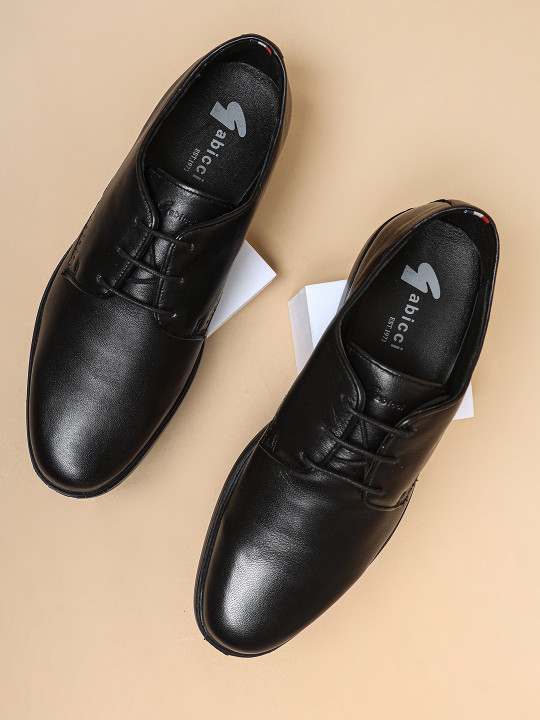 GABICCI Men Lucas Black Leather Formal Derbys