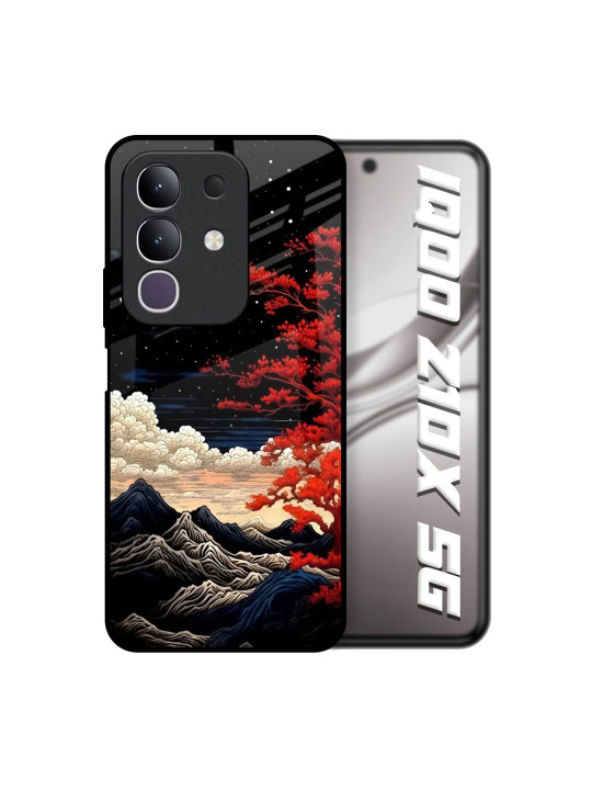 QRIOH Scarlet Serenity Printed IQOO Z10x 5G Glass Back Case Mobile Accessories