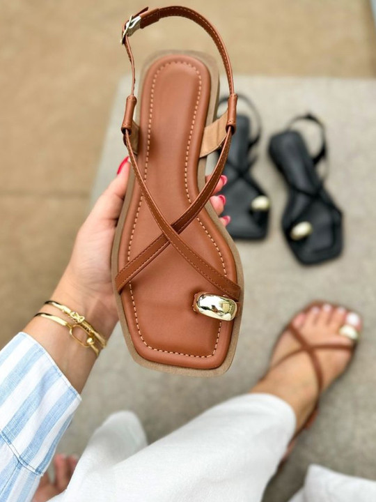 Street Style Store Women One Toe Flats with Buckles