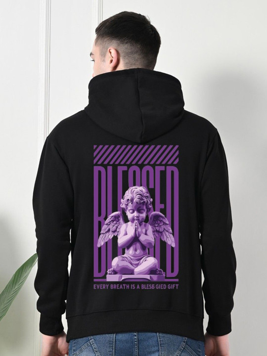 OWL MINK Men Graphic Printed Hooded Sweatshirt