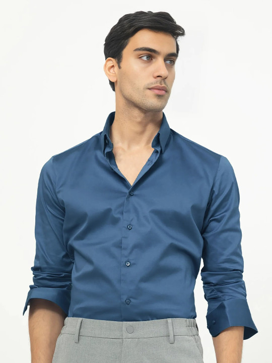 MISCHIEF MONKEY Men Solid Spread Collar Cotton Casual Shirt