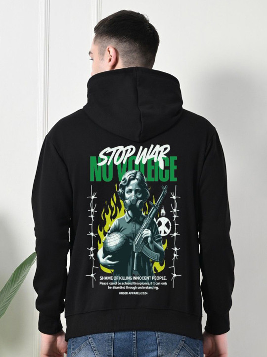 OWL MINK Men Graphic Printed Hooded Pullover