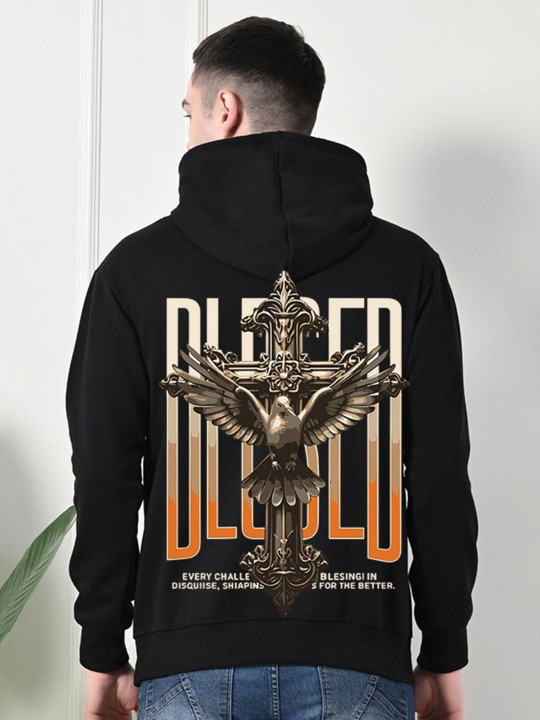 OWL MINK Men Printed Hooded Sweatshirt