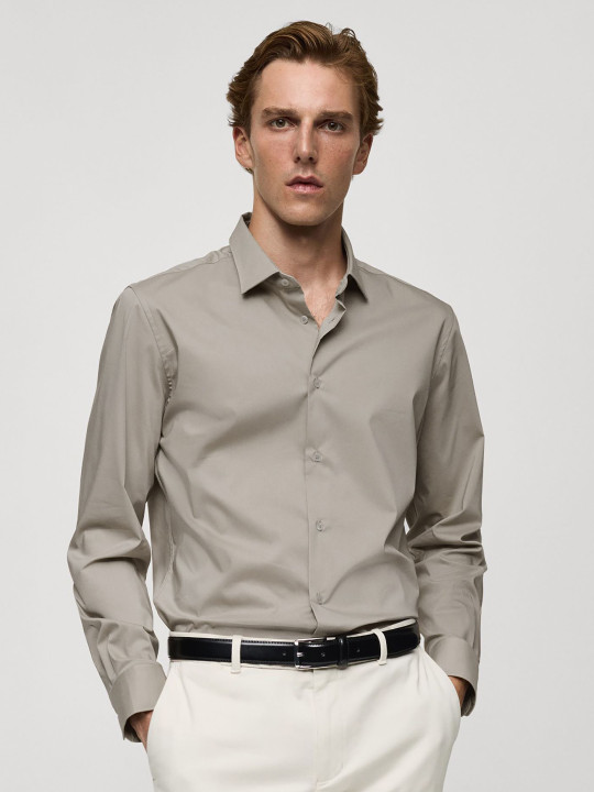 MISCHIEF MONKEY Men Solid Spread Collar Cotton Formal Shirt