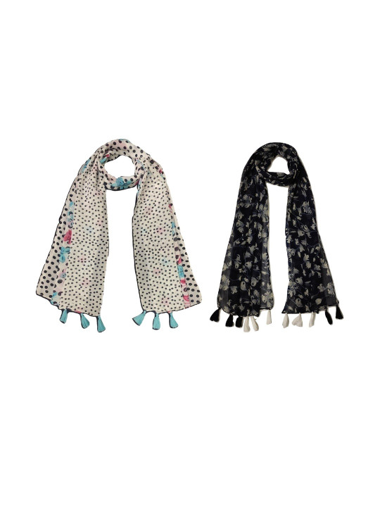 StoleVilla Women Pack of 2 Printed Chiffon Stoles