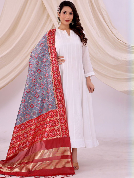 Moda Rapido Grey Woven Design Dupatta