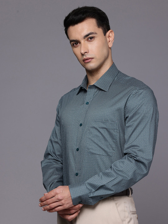 Louis Philippe Pure Cotton Classic Geometric Printed Formal Shirt