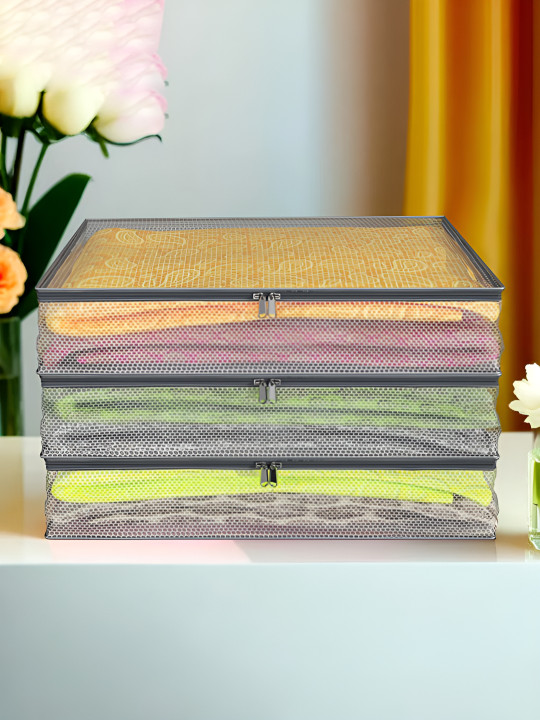 Aura Grey & Transparent 3 Mesh Saree Cover Organisers