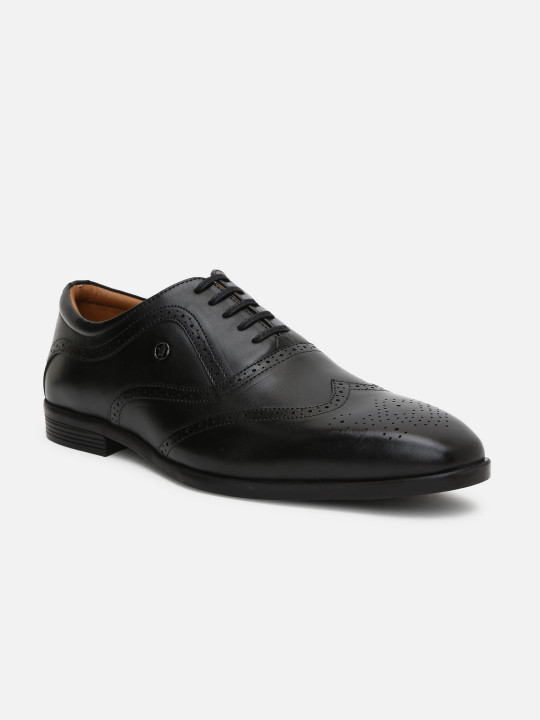Louis Philippe Men Textured Leather Formal Derbys Shoes