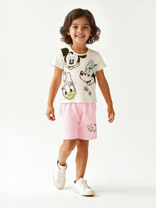 max Girls Printed Pure Cotton T-Shirt With Shorts