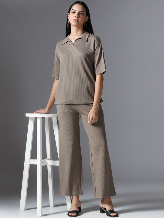 Selvia Edge Shirt Collar Top & Trousers