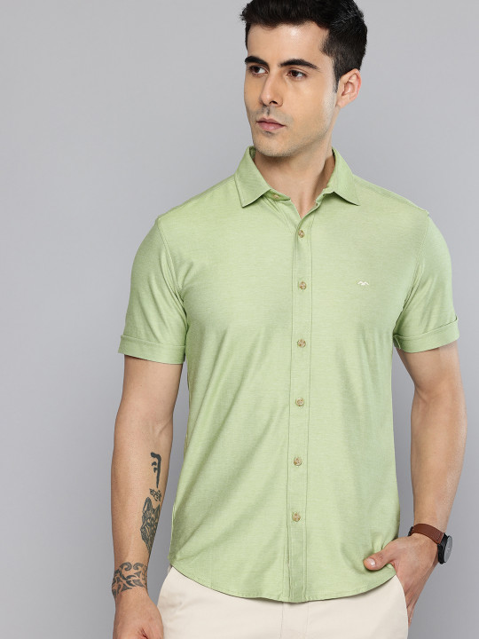 Mufti Slim Fit Spread Collar Casual Shirt