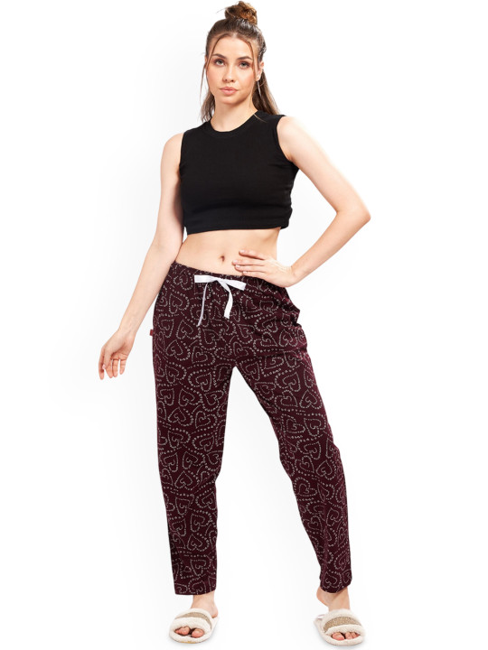 WEET Women Printed Cotton Mid-Rise Lounge Pants