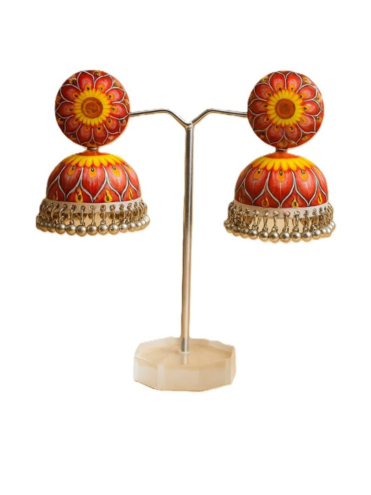 SZN Printed Jhumki Dome Shape Earring