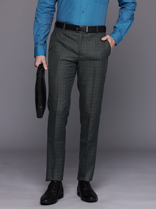 Raymond Men Checked Slim Fit Formal Trousers
