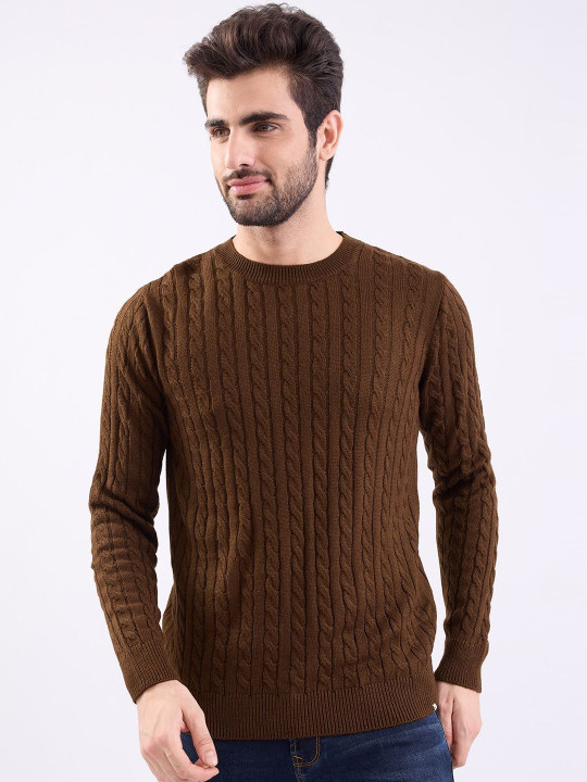 SPYKAR Brown Slim Fit Casual Sweaters