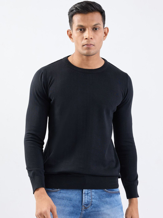 SPYKAR Men Black Slim Fit Sweater