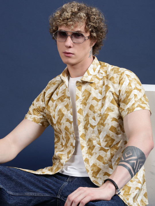 Voroxy Men Printed Cotton Casual Shirts
