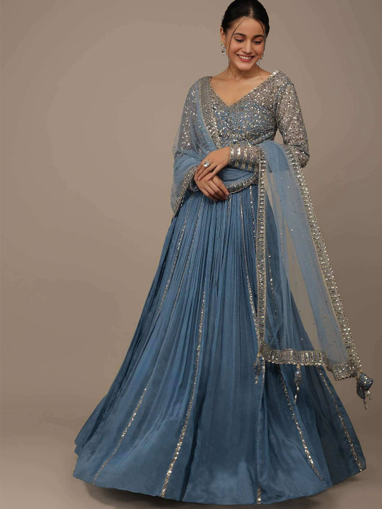 NEEL ART Embroidered Sequinned Semi-Stitched Lehenga & Unstitched Blouse With Dupatta