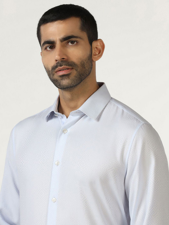 Blackberrys Men India Slim Fit Textured Spread Collar Pure Cotton Formal Shirt