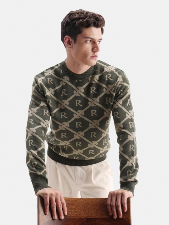 RARE RABBIT Men Printed Pullover Sweater