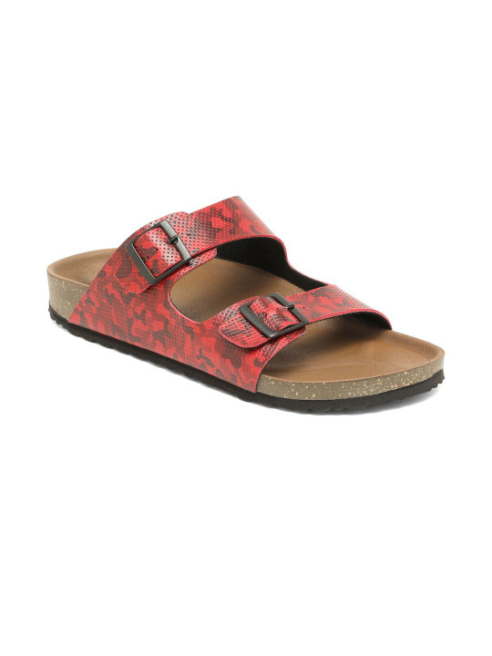 Kosher Men Camo Print Double Buckle Slippers