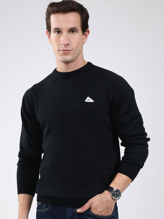 Monte Carlo Men Solid Round Neck Woollen Pullover