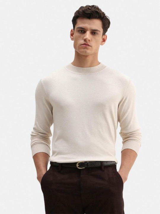 RARE RABBIT Alva Men Off White Pullover Sweater
