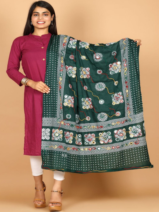 RajeRaj Embroidered Thread Work Bandhani Dupatta