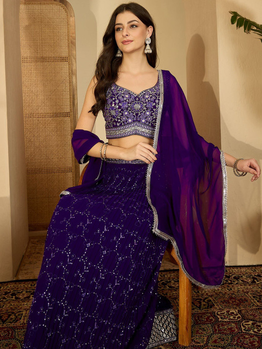 Sangria Embroidered Ready to Wear Lehenga & Blouse With Dupatta