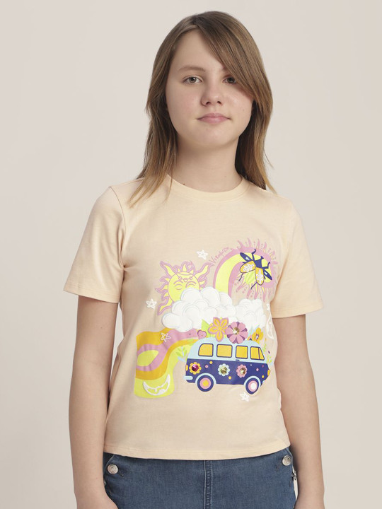 Vero Moda Girls Graphic Printed Round Neck Cotton T-shirt