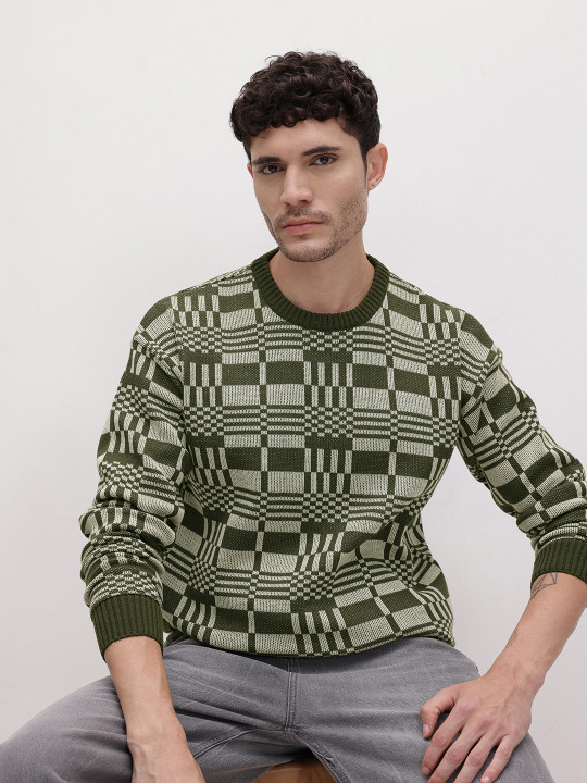 Roadster The Life Co. Checked Pullover Sweaters