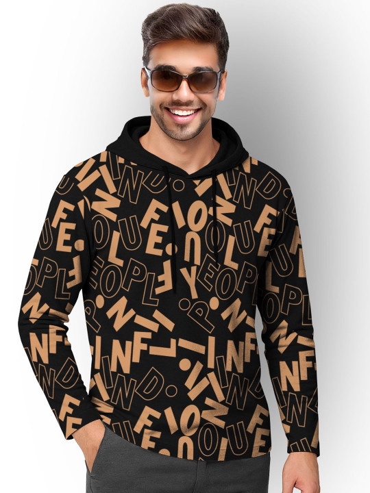 TRIPR Typography Printed Hooded Cotton T-shirt