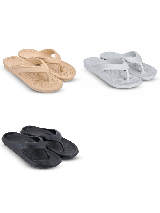 Feel alive Set Of 3 Men Ultra-Comfortable Lightweight Thong Flip-Flops