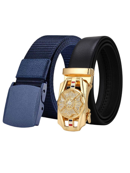 Niddleman Men Pack Of 2 Slider Buckle Belt