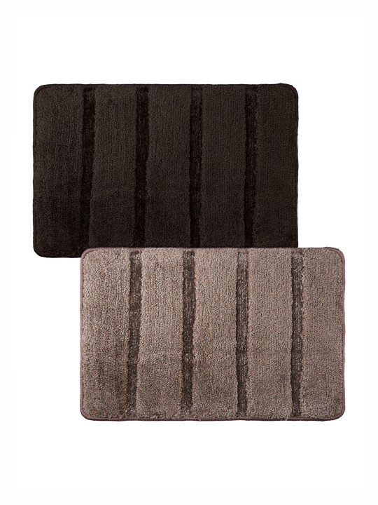 Aura Grey & Olive Green 2 Pieces Velvet Anti-Skid Doormats