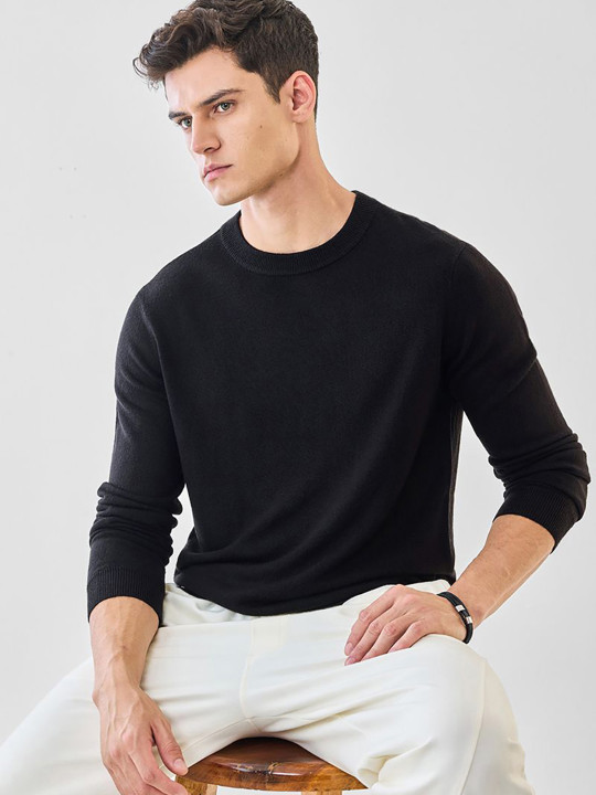 Snitch Men Round Neck Pullover Sweaters