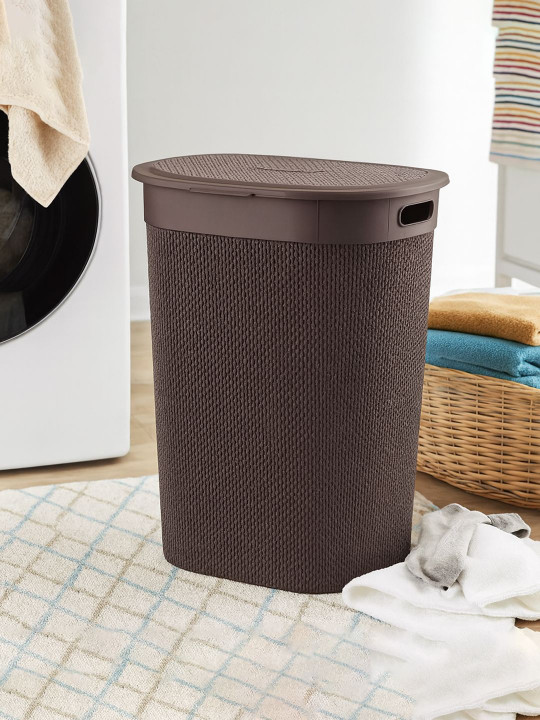 Brown Multipurpose Laundry Basket With Lid - 55 L