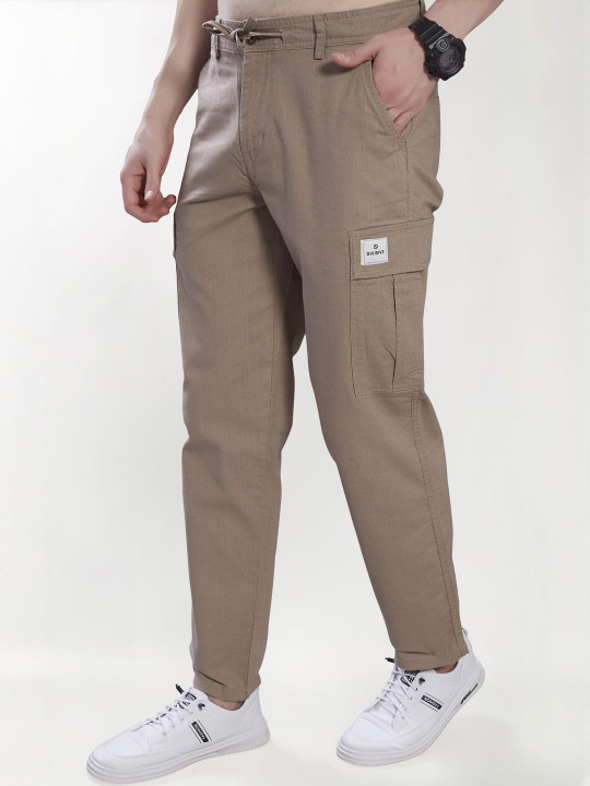 DIVISIVE Men Relaxed Straight Leg Regular Fit Mid-Rise Easy Wash Cotton Cargos