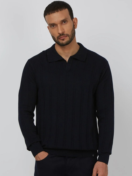 Mufti Men Self Design Pullover Sweaters