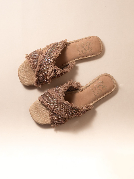 VANSON SHOES Women Embellished Open Toe Flats