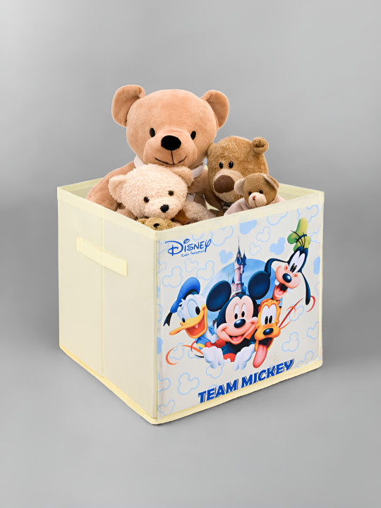 Aura Cream-Coloured & Blue Printed Storage Box Organisers