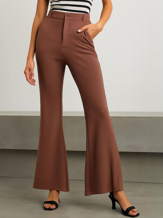 SASSAFRAS Women High-Rise Zip Regular Trousers