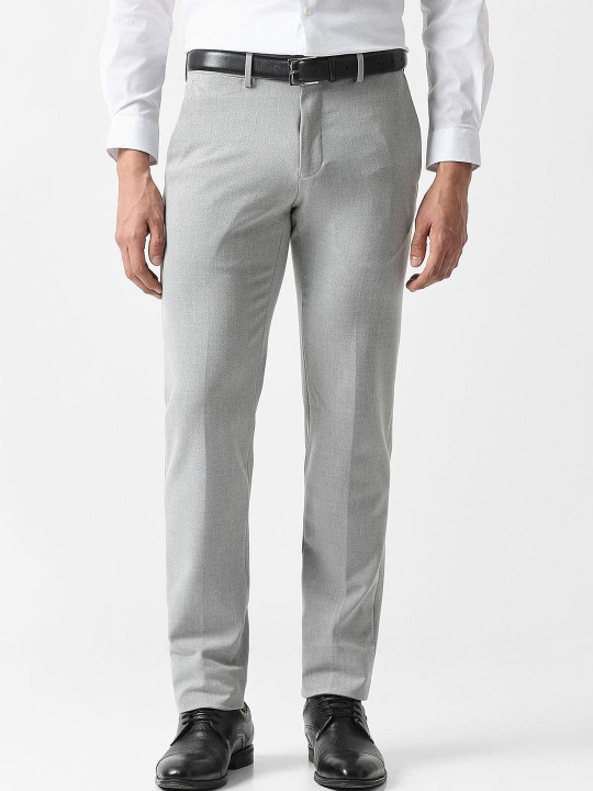 Van Heusen Men Slim Fit Mid-Rise Flat-Front Formal Trousers