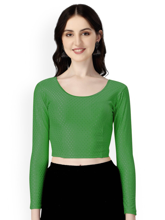 HERE&NOW Woven Design Round Neck Stretchable Saree Blouse