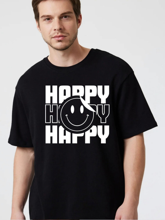 Fashnobic Men Dry Fit Typography Printed Round Neck Cotton Oversized T-shirt