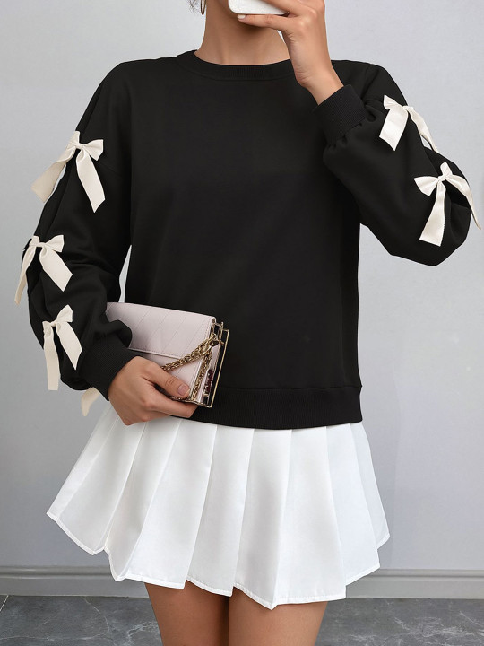StyleCast x Revolte Women Round Neck With Bow Detail Sweatshirt