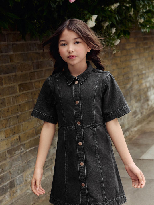 NEXT Girls Pure Cotton Denim Shirt Dress